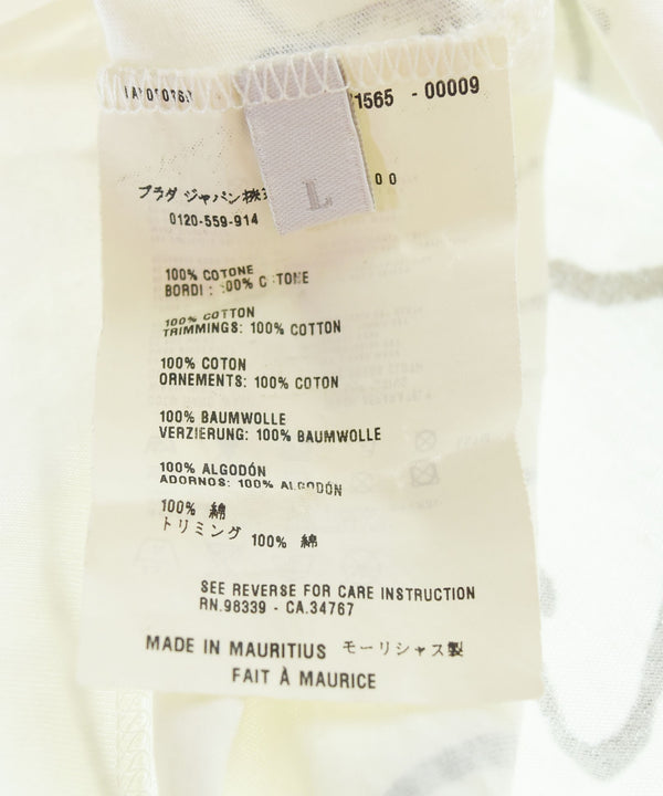 プラダ PRADA 2007ss Adam Neate アダムニートアーカイブ archive 総柄 プリント 半袖Tシャツ 白 Tシャツ ホワイト Lサイズ 103MT-2646