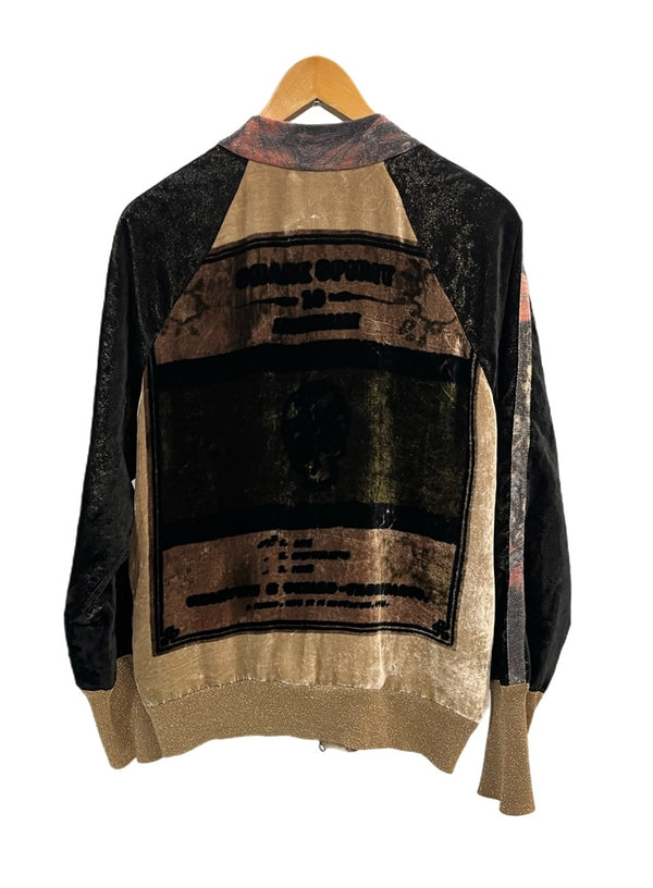 シェアースピリット SHARE SPIRIT HOMME シルク 総柄 ベロア スタジャン ジャケット マルチカラー Lサイズ 101MT-4979