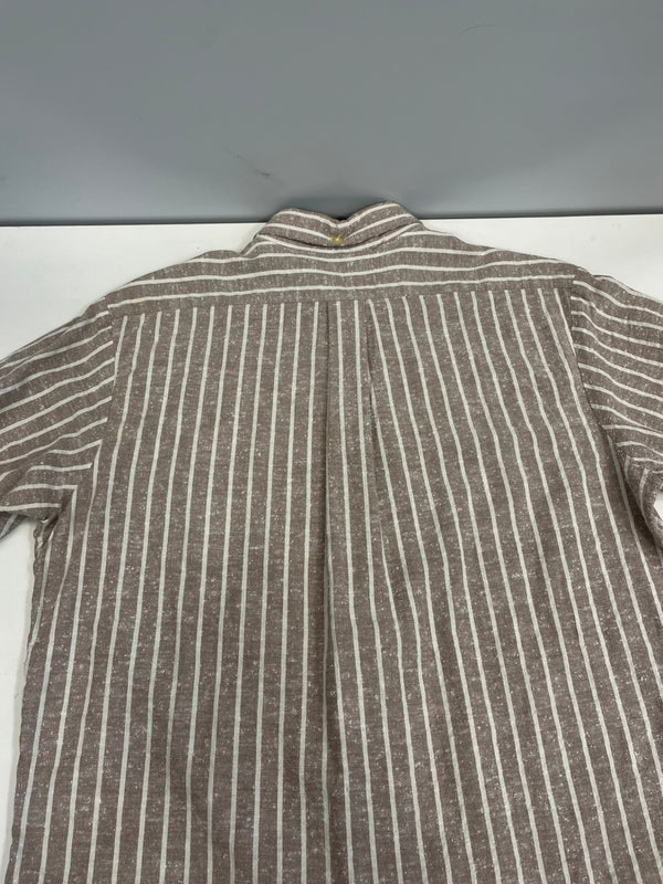 ヴィンテージ vintage 50's～60's 50年代 60年代 PENNEY’S ペニーズ ストライプシャツ ネップ ボタンダウン B.D. SHIRT 半袖シャツ ベージュ Lサイズ 101MT-4127