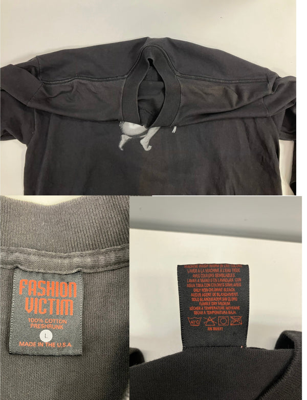 ファッション ヴィクティム FASHION VICTIM 90's 90年代 BETTY PAGE ベティーペイジ ピンナップガール 袖プリント ロンT VINTAGE ヴィンテージ ロンT ブラック Lサイズ 101MT-4460