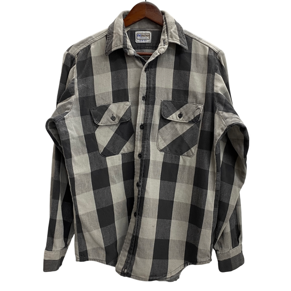 【曜日割引対象外】 ファイブブラザー FIVE BROTHER 80's ネルシャツ グレー USA製 長袖シャツ ブラック Mサイズ 201MT-4515 VB