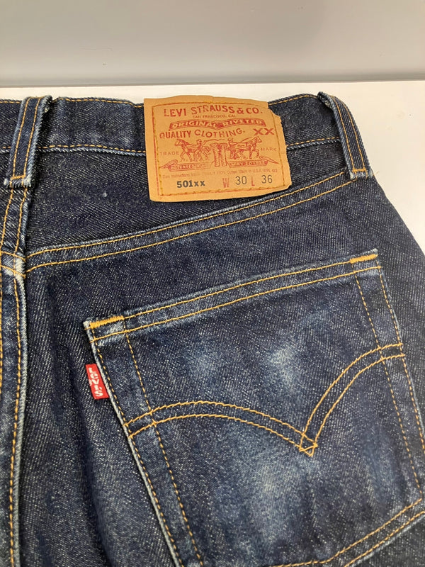 リーバイス Levi's 90's 90年代 501XX ボタン裏553 アメリカ製 MADE IN USA リジット 濃紺 VINTAGE ヴィンテージ デニム ブルー W30L36 101MB-733