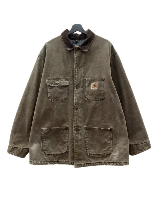 カーハート Carhartt MICHIGAN CHORE COAT ミシガン チョア コート カバーオール 裏ブランケット ボタン アウター ジャケット 茶 C02 CHT ジャケット ロゴ ブラウン XLサイズ 104MT-1876