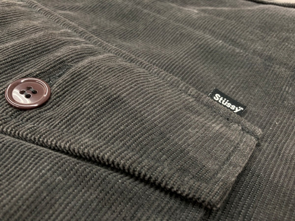 ステューシー STUSSY OLD オールド active jkt アクティブ ジャケット M65 ミリタリー ジャケット コーデュロイ 灰 ジャケット ボーダー グレー Lサイズ 104MT-1836