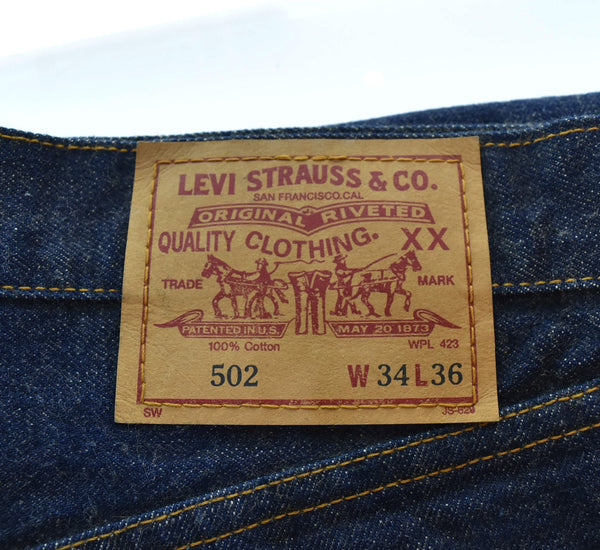 リーバイス Levi's 502 DEAD STOCK デッドストック 日本製 復刻 98年製 90年代 90's 90s 140th 140周年 BIG E 赤耳 TALON タロン ジップ 502-xx デニム ブルー W34L36 103MB-603