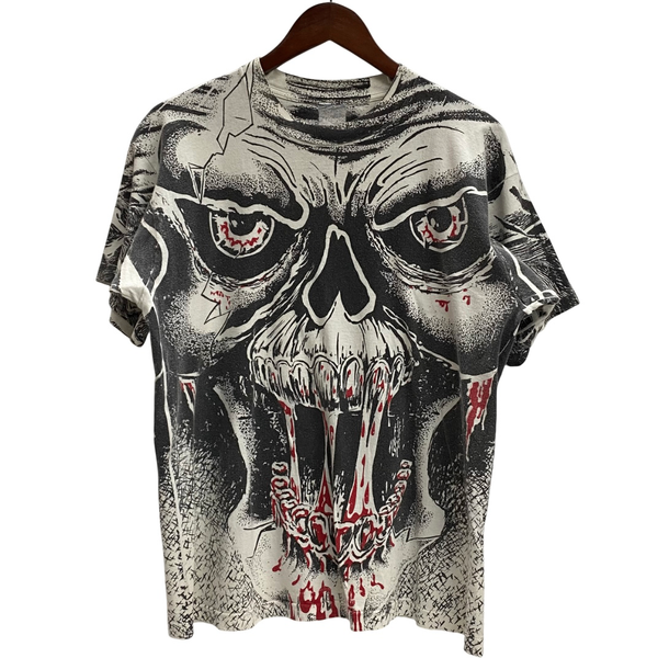 【曜日割引対象外】 ヴィンテージ vintage 90's skull tee タグ無し Tシャツ ホワイト 201MT-4685 VB