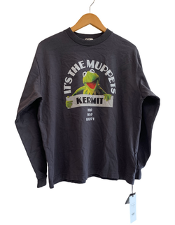 カバナ Cabana 「KERMIT THE FROG IT’S THE MUPPETS」 ロングスリーブカットソー 23AW CS13 B ロンT ブラック Sサイズ 201MT-2561