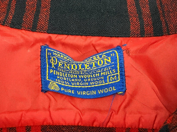 ペンドルトン PENDLETON  60's 60年代 オープンカラー ボードシャツ ウールシャツ 開襟 オンブレチェック vintage ヴィンテージ 長袖シャツ レッド Mサイズ 101MT-4190