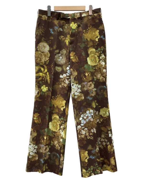 ラッドミュージシャン LAD MUSICIAN FLOWER SLIM FLARE SLACKS PANTS フラワー スリム フレア スラックス パンツ 花柄 ジップフライ 茶 総柄 2123-578 スラックス ブラウン サイズ 46 104MB-286