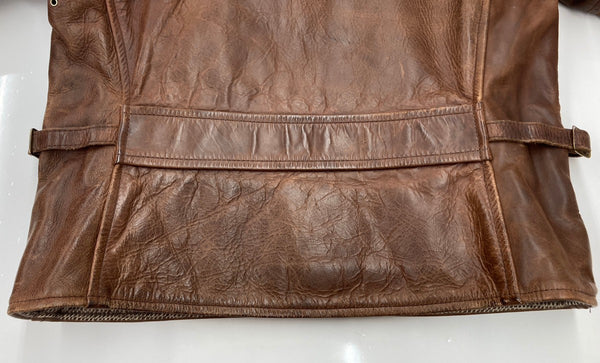 エアロレザー AERO LEATHER Steerhide Halfbelt ステアハイド シングル ライダース レザージャケット TALON 茶 　 ジャケット 無地 ブラウン Sサイズ 104MT-1850