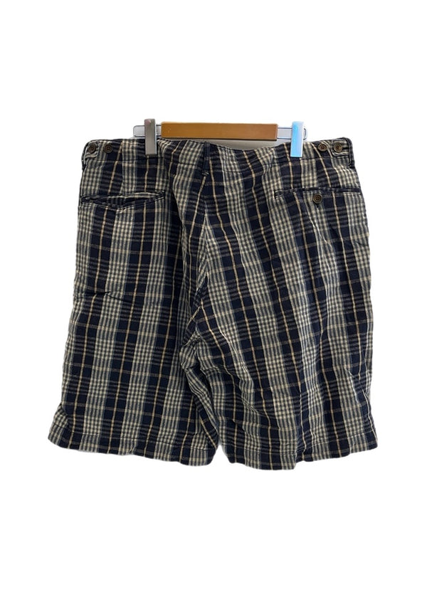 ダブルアールエル RRL ラルフローレン Ralph Lauren チェック柄 コットン リネンパンツ ショートパンツ ハーフパンツ ネイビー サイズ36 101MB-719