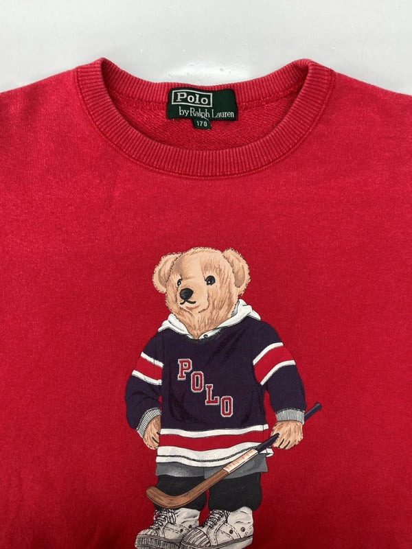 ラルフローレン RalphLauren POLO BEAR SWEATSHIRT ポロ ベア スウェット シャツ ホッケー トレーナー 長袖 赤 サイズ 170 スウェット プリント レッド 104MT-2051