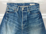 ハイク HYKE DENIM BARREL LEG JEANS デニム バレル レッグ ジーンズ ジーパン ウォッシュ加工 ボタンフライ パンツ インディゴ 青 無地 デニム ブルー サイズ2 104MB-395