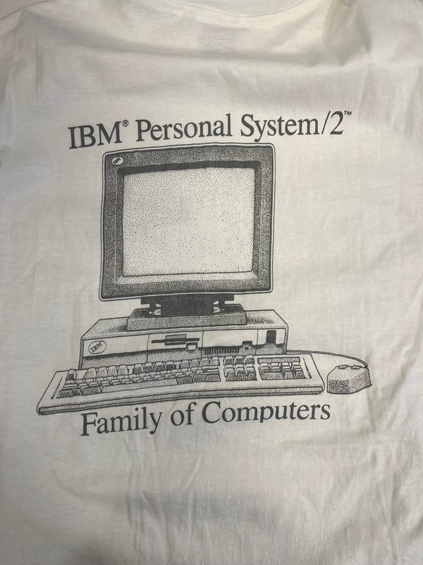 ヴィンテージ vintage MIDA IBM Personal System/2 企業Tシャツ 白 プリントTシャツ US古着 Tシャツ ホワイト Lサイズ 101MT-4677