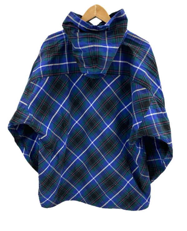 ヴィヴィアンウエストウッド Vivienne Westwood MAN ハーフジップフーディ パーカー ライトアウター チェック柄 サイズ46 パーカ ブルー 101MT-3778