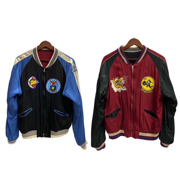 【曜日割引対象外】 スカルフライト SKULL FLIGHT MYOSEN スカジャン タグ欠損 ジャケット レッド 201MT-4716 VB