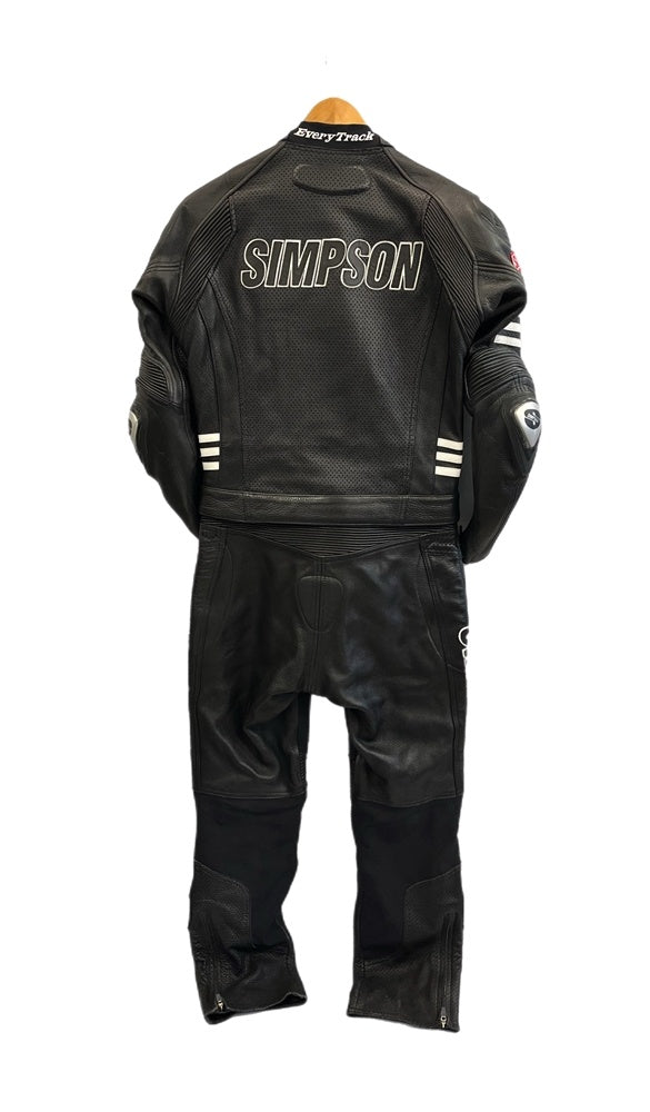 シンプソン SIMPSON オールレザー ライダーススーツ セパレート 本革 牛革 バイカー ツーリング 黒 つなぎ・オーバーオール ブラック Lサイズ 101MB-776