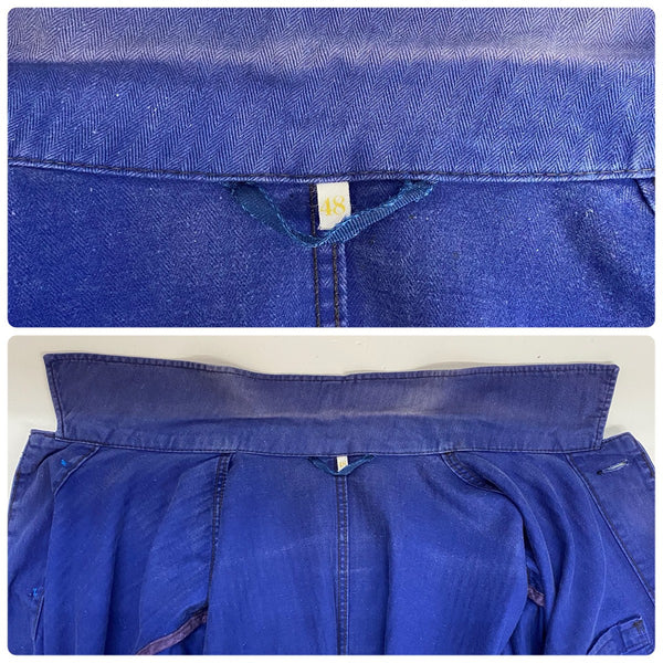 【曜日割引対象外】 ヴィンテージ vintage 40's 50's FRENCH MILITARY フランス軍 ヘリンボーン カバーオール ジャケット ネイビー 48サイズ 201MT-4479 VB