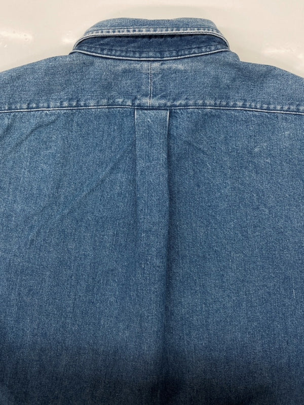 ラルフローレン RalphLauren POLO COUNTRY 90s BUTTONDOWN DENIM SHIRT ボタンダウン デニム シャツ ハミルトン社 長袖 インディゴ 青 長袖シャツ ロゴ ブルー Mサイズ 104MT-2265