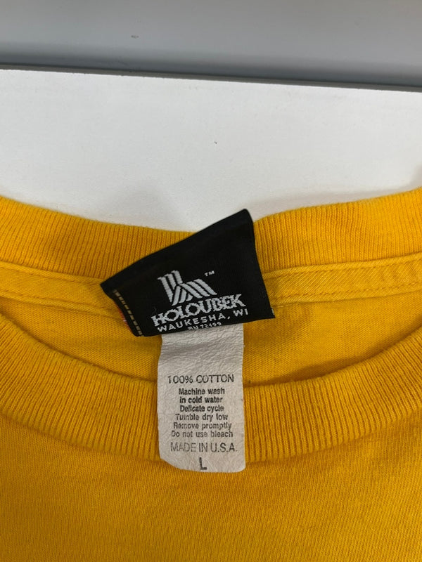 ハーレーダビットソン Harley-Davidson 00s 00's ©2004 バイク バイカー モーターサイクル バックプリント アメリカ製 MADE IN USA US古着 黄色 Tシャツ イエロー Lサイズ 101MT-4527