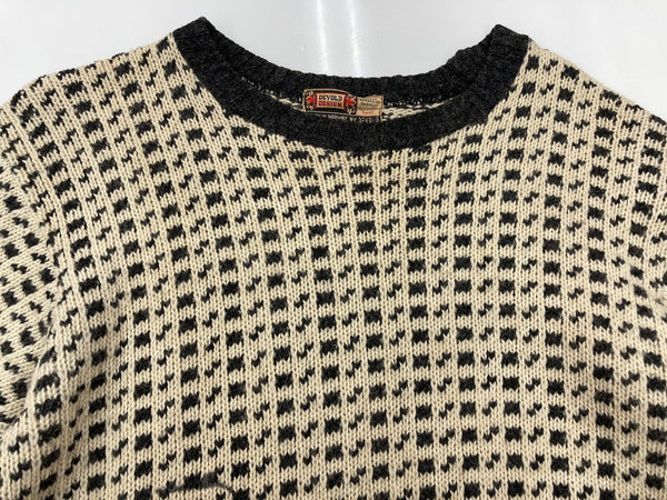 ヴィンテージ vintage 60s 60年代 DEVOLD DESIGN Birdseye Sweater バーズアイ ニット ノルウェー セーター 総柄 ベージュ Sサイズ 104MT-1900