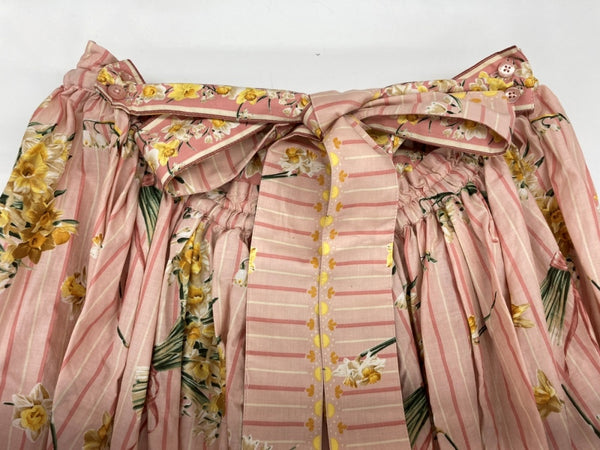 ピンクハウス PINKHOUSE 24SS スイセン プリント スカート 吊りスカート 水仙 ブーケ 花束 ストライプ リボン PINK A2141FSY101 ワンピース 花・植物 ピンク 104LT-205
