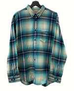 シュプリーム SUPREME 23SS SHADOW PLAID FLANNEL SHIRT ネルシャツ カラーシャツ ロゴ チェック ブルー系 青 長袖シャツ 刺繍 ブルー Lサイズ 104MT-195