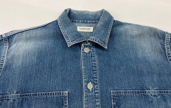 ロンハーマン Ron Herman 23SS One Wash Pullover Shirt ワンウォッシュ プルオーバー シャツ デニム 青 3720700049 長袖シャツ 無地 ブルー Mサイズ 104MT-2318