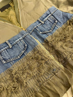 ミカーレミカーレ MICALLE MICALLE チュールドッキング MA-1 ブルゾン デニム 切替 ジャケット カーキ 101LT-178