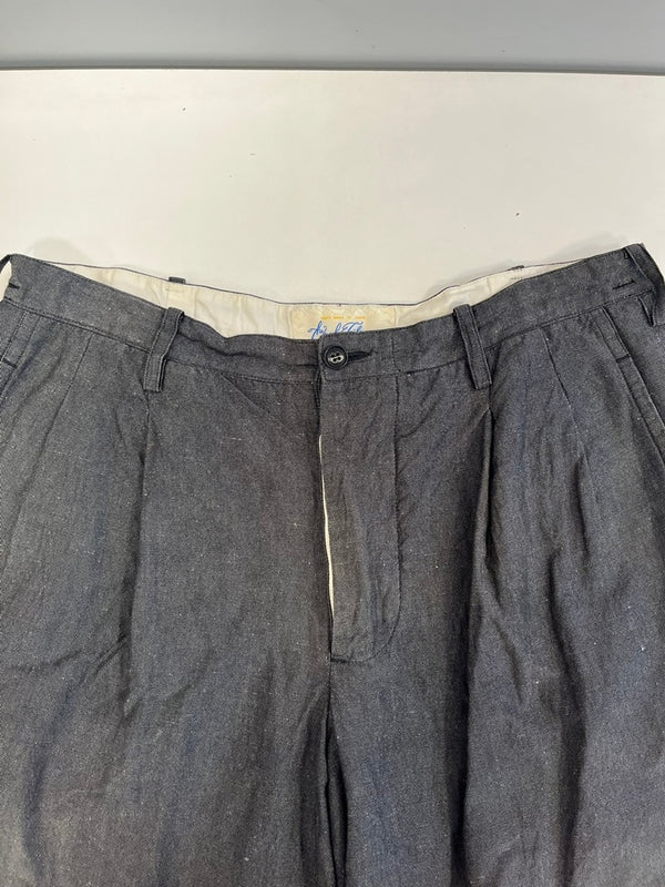 ザクルーキッドテイラー The crooked Tailor コットンリネンパンツ トラウザーズパンツ 黒 ボタンフライ スラックス ブラック 101MB-737