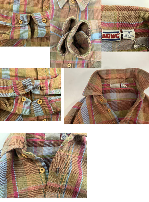 ビッグマック BIG MAC 80's 80s 80年代 ヘビーネルシャツ ヘビネル チェックシャツ アメリカ製 MADE IN USA Vintage ヴィンテージ 長袖シャツ ブラウン Mサイズ 101MT-3601