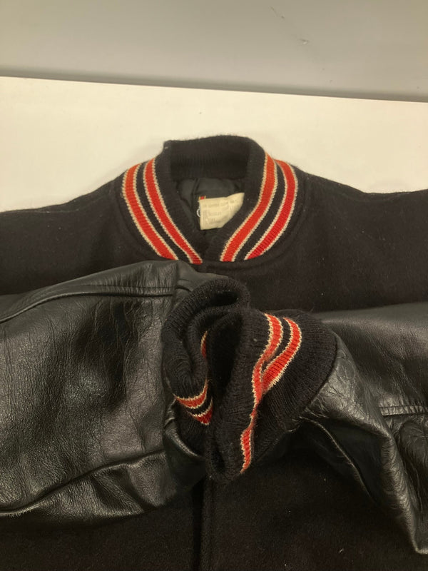 バトウィン BUTWIN 80's 80年代 黒タグ ウールメルトン スタジャン varsity jacket  袖レザー アメリカ製 MADE IN USA VINTAGE ヴィンテージ   ジャケット ブラック Sサイズ 101MT-5018