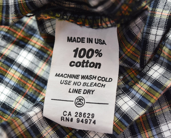 ステューシー  STUSSY 90s USA製 OLD STUSSY 紺タグチェックシャツ 長袖シャツ Lサイズ 103MT-3207