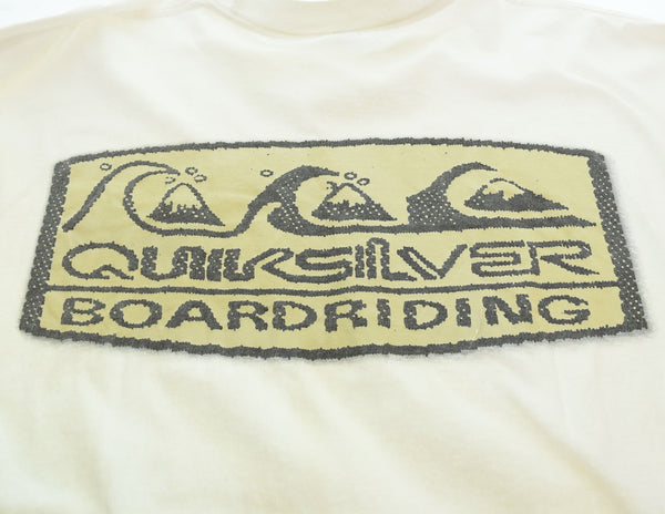 クイックシルバー Quiksilver 90's BOARDRIDING LOGO PRINT Tee ボードライディング ロゴ T MADE IN USA 90年代 90s オールドサーフ オールドスケート XL Tシャツ ホワイト 103MT-2719