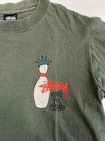 ステューシー STUSSY USA製 OLD STUSSY KINGPIN GEAR ボーリングピン キングピン プリントTシャツ Tシャツ カーキ Mサイズ 101MT-5177