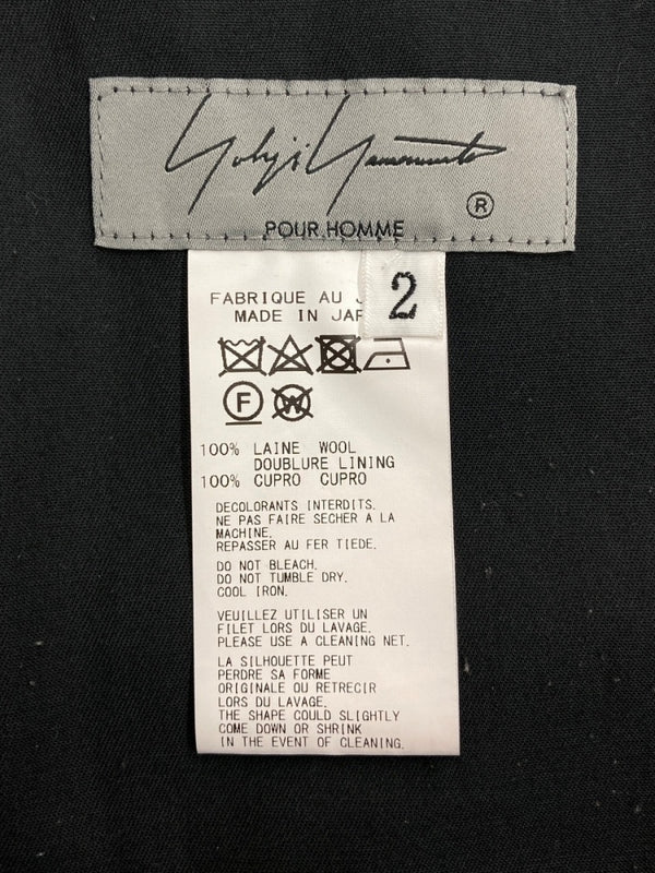 ヨウジヤマモト Yohji Yamamoto POUR HOMME TWO TUCK PANTS 2 タック パンツ シワギャバ ボトムス ジップフライ 黒 無地 HX-P17-100 スラックス ブラック サイズ 2 104MB-248