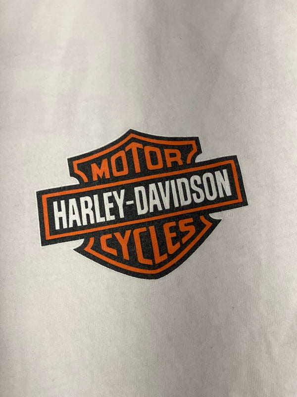 ハーレーダビッドソン Harley-Davidson バーアンドシールドロゴ No.1 RWBロゴ LIVE FREE RIDE FREE 袖プリント 両面プリント XL ロンT ホワイト LLサイズ 101MT-4539