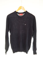 シュプリーム SUPREME ワッフル ニット セーター ワンポイント 刺繍 セーター ネイビー Sサイズ 103MT-2866