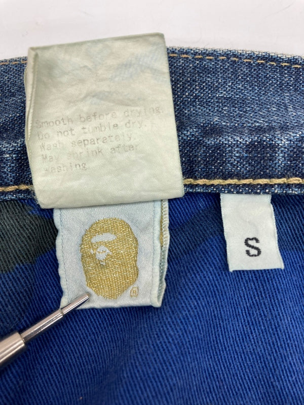 アベイシングエイプ A BATHING APE Milo Face Denim Pants マイロ フェイス デニム パンツ ジーンズ 紺 プリント デニム ネイビー Sサイズ 104MB-370