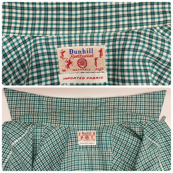 【曜日割引対象外】 ヴィンテージ vintage 50's~ Dunhill Cotton Check Shirts 長袖シャツ グリーン Mサイズ 201MT-4379 VB