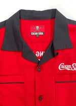 クリームソーダ CREAM SODA Bowling Shirt ボーリング シャツ オープン 半袖 シャツ 開襟 刺繍 赤 黒 PD19SH-01 半袖シャツ ロゴ レッド XLサイズ 104MT-1318
