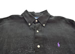 ラルフローレン RalphLauren CUSTM FIT カスタムフィット BDシャツ ボタンダウンシャツ リネン 長袖シャツ ブラック Lサイズ 103MT-2655
