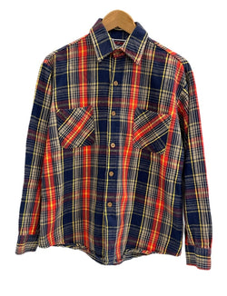 ビッグマック BIG MAC ヴィンテージ Vintage 80s ～ 90s チェック柄 ネルシャツ 赤 紺 US古着 長袖シャツ ネイビー Mサイズ 101MT-4776