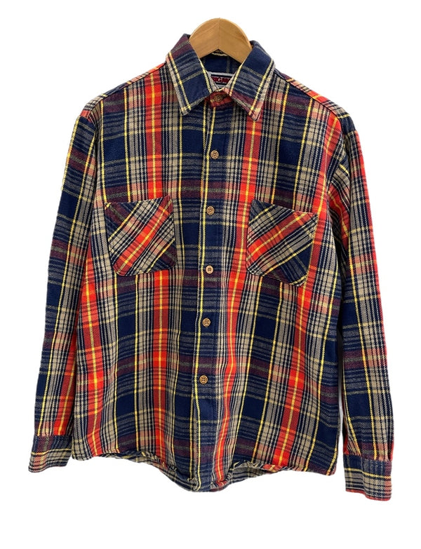 ビッグマック BIG MAC ヴィンテージ Vintage 80s ～ 90s チェック柄 ネルシャツ 赤 紺 US古着 長袖シャツ ネイビー Mサイズ 101MT-4776