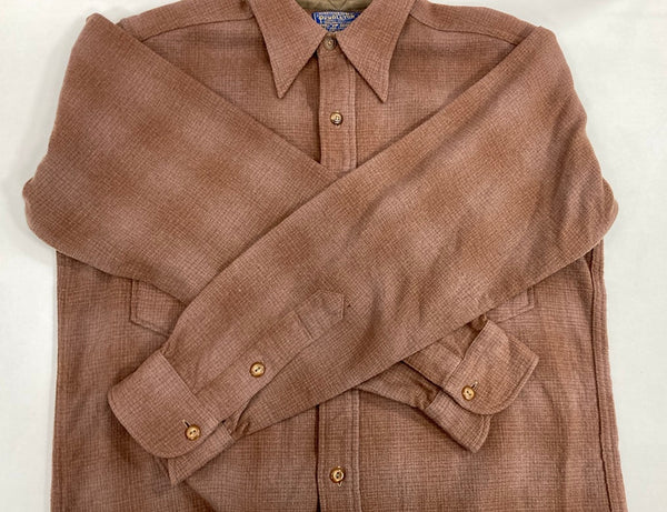 ペンドルトン PENDLETON ヴィンテージ Vintage 50s ウールチェックシャツ シャドーチェック 茶 サイズ 15 1/2 長袖シャツ ブラウン 101MT-3319