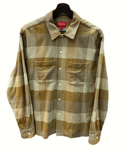 シュプリーム SUPREME 21AW PLAID FLANNEL SHIRT ロングスリーブ シャツ OLIVE オリーブ  長袖シャツ グレンチェック イエロー Sサイズ 104MT-757