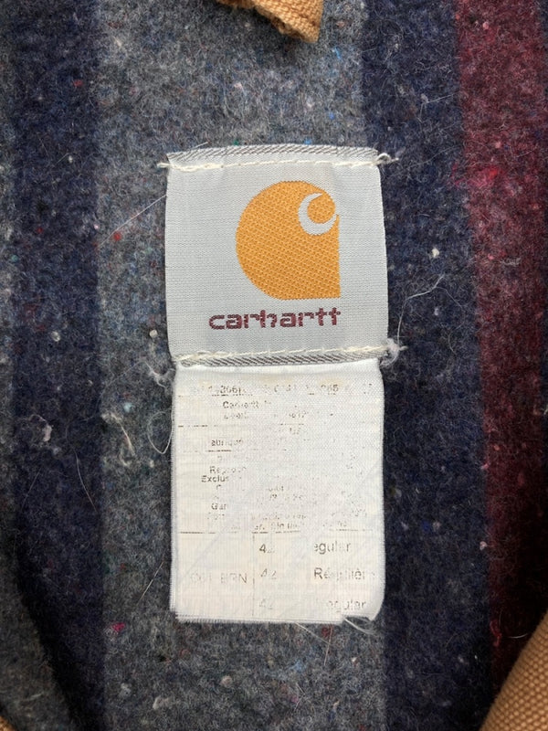 カーハート Carhartt MICHIGAN CHORE COAT ミシガン チョア コート ダック カバーオール 裏ブランケット ボタン アウター ジャケット 薄茶 サイズ 42 ジャケット ロゴ ベージュ 104MT-1958