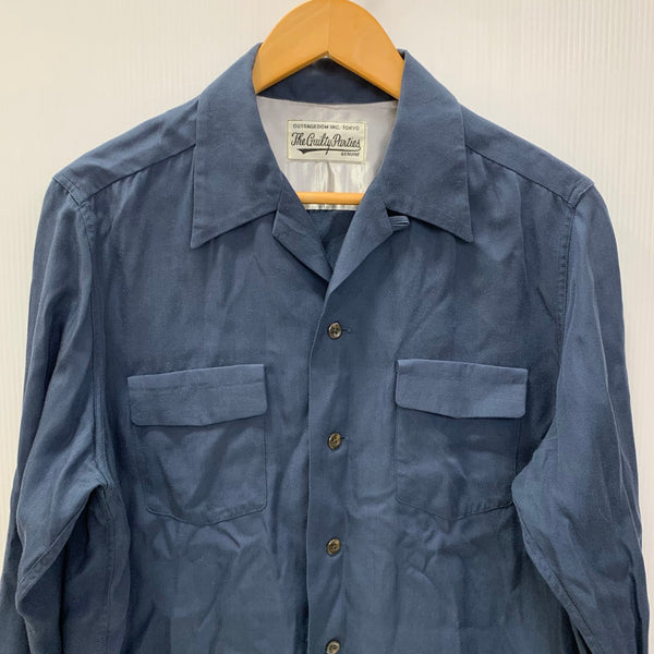 【曜日割引対象外】 ワコマリア WACKO MARIA レーヨン 長袖シャツ 長袖シャツ ネイビー Mサイズ 201MT-4649