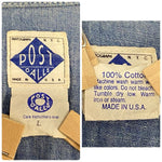 【曜日割引対象外】 ポストオーバーオールズ POST OVERALLS USA製 シャンブレーシャツ ガチャポケ 長袖シャツ ブルー Lサイズ 201MT-4383 VB