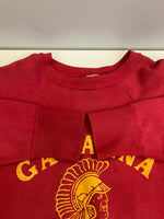 ヴィンテージ vintage 50's～60's 50～60年代 HANES WIND SHIELD ラグラン カレッジ カラーフロッキー プリント 3段 スウェット ワインレッド Lサイズ 101MT-4167